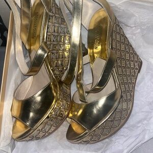 Michael Kors gold wedge